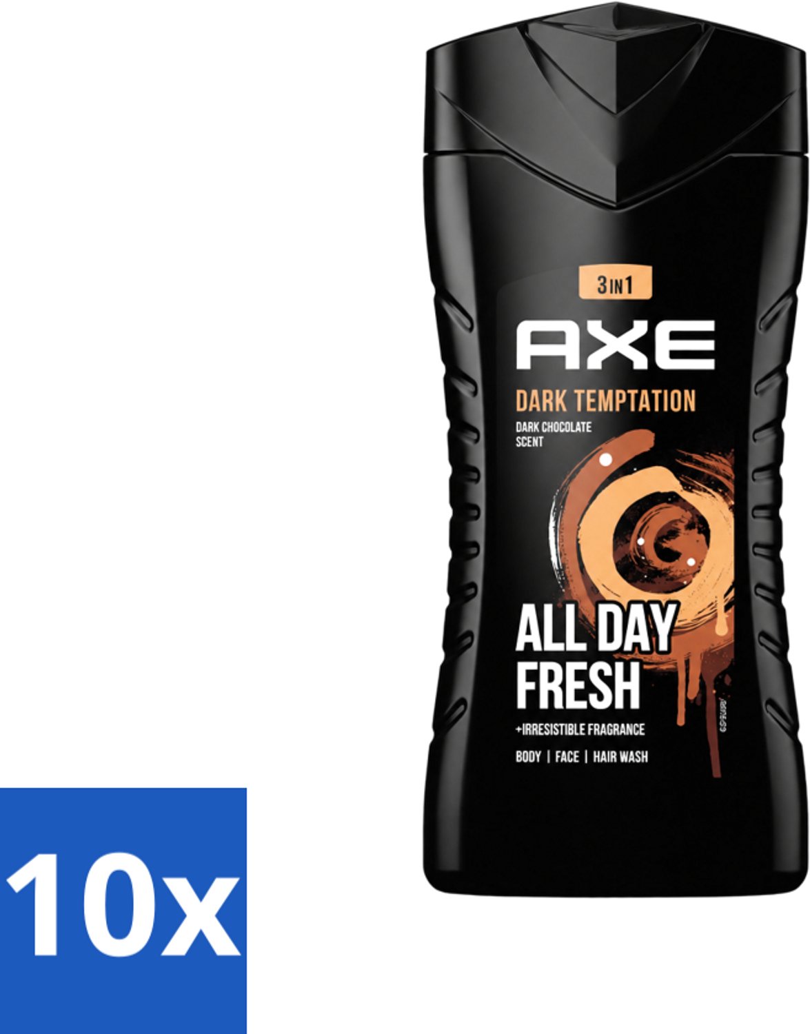 10 x Axe - 3-in-1 Douchegel - Dark Temptation - Dark Chocolate - 250 ml - Voordeelverpakking - 10 stuks