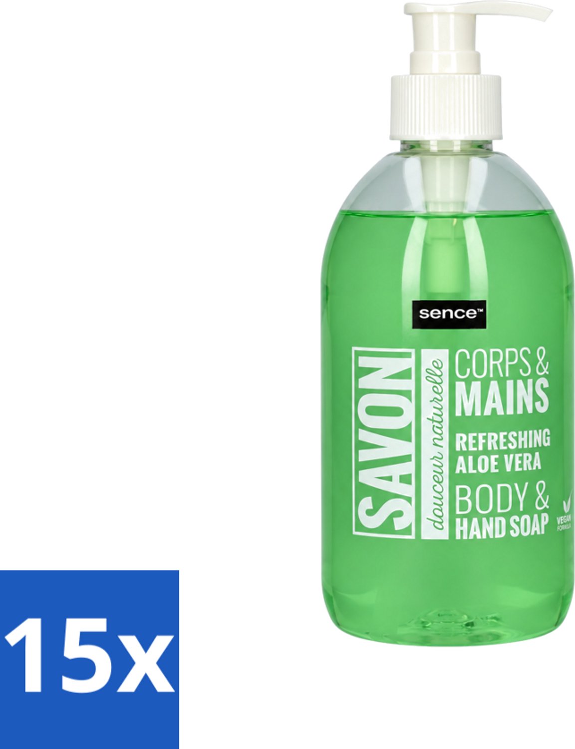 15 x Sence - Refreshing Aloe Vera - Handzeep - Savon - 500 ml - Voordeelverpakking - 15 stuks