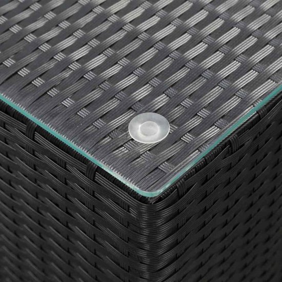 Zijtafel van polyrotan, 3 stuks, glasblad, Zwart, licht — afbeelding 5