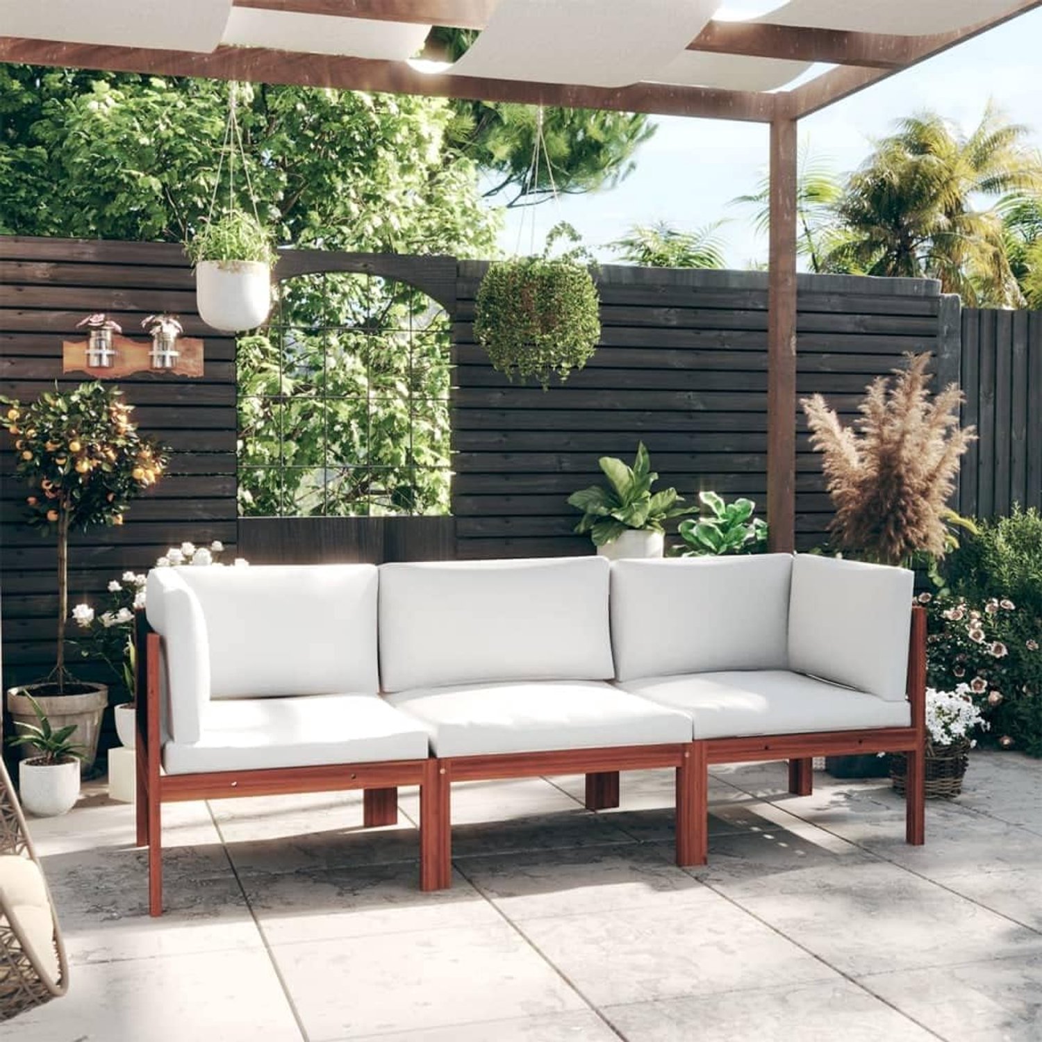 Driezitsbank touwgevlochten terras tuin 32.5