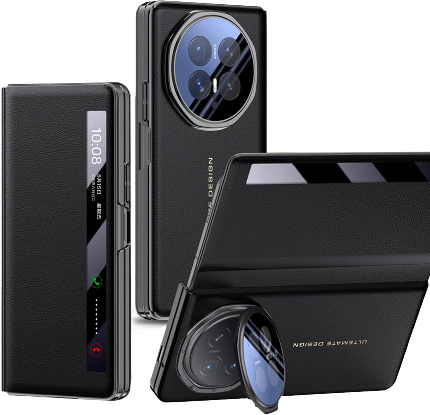Premium Leren Hoes met Slimme Venster en Automatische Slaapfunctie voor Telefoon