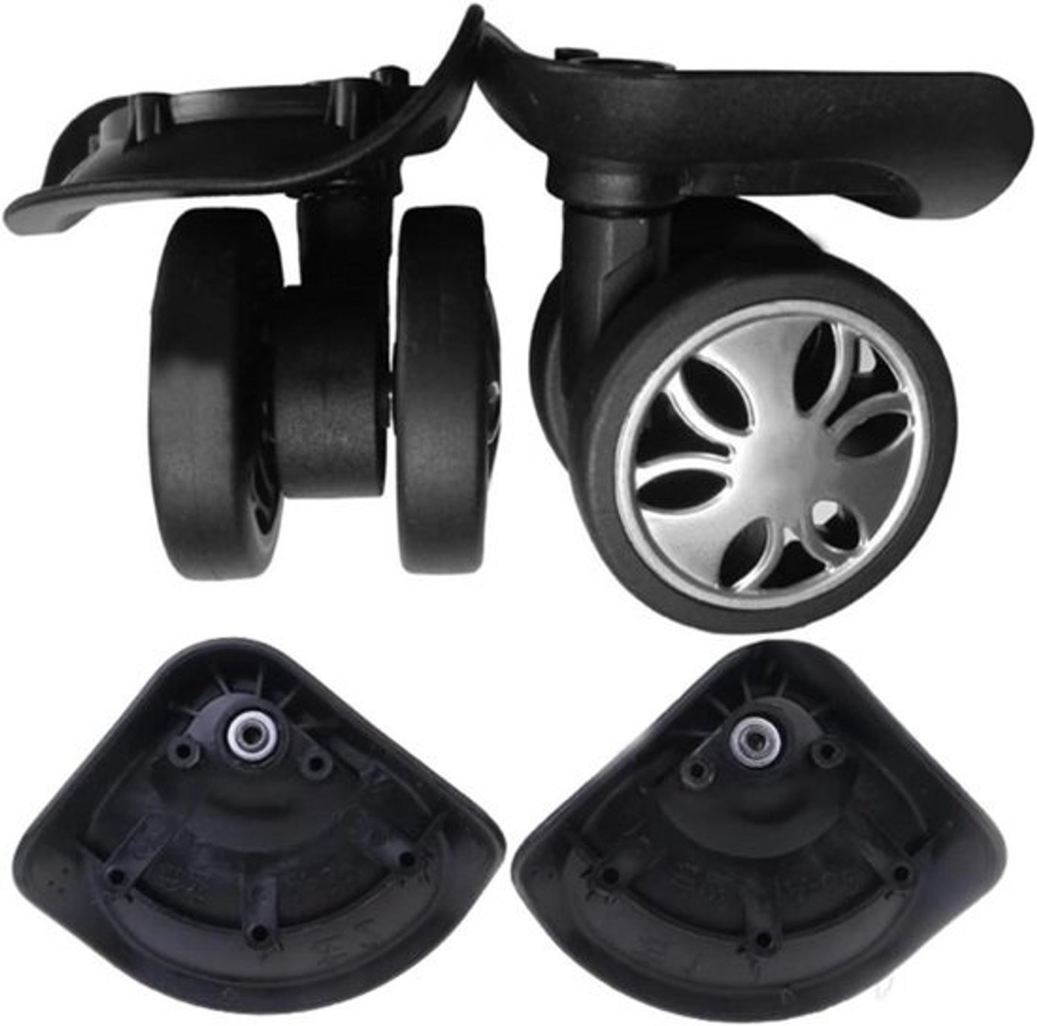Reservewielen voor koffer - Bagagewielen vervangen - Koffer repareren - Robuuste kunststof constructie - 5.2 cm diameter - Zwart