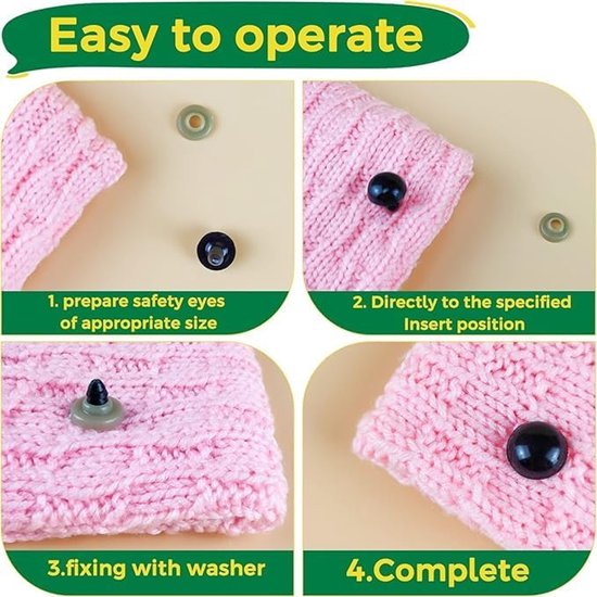 Ogen Voor Haakdieren, Zwart, Amigurumi Ogen, 5-12 Mm, Ogen Om Knutselen, Kunststof Knoopogen Voor Haakdieren, Met Sluitringen, Voor Haakdieren, Pop, Marionet, Pluche — afbeelding 2