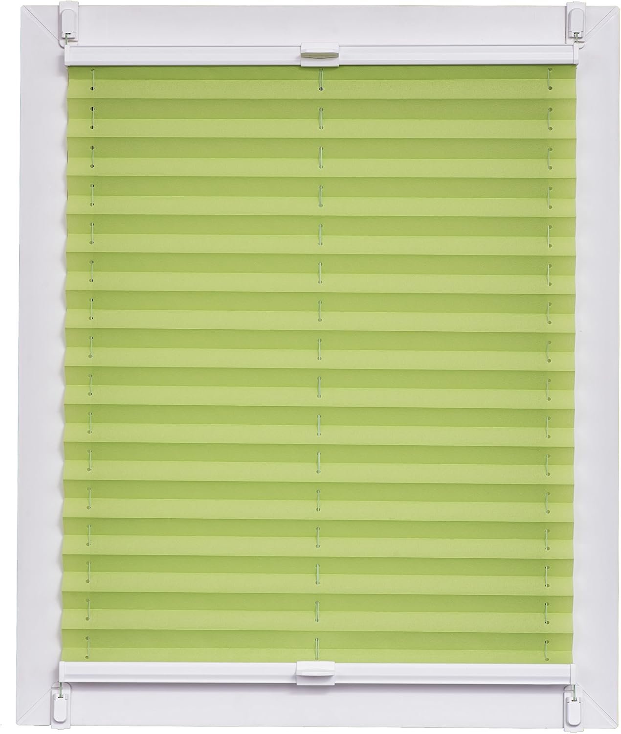 Made in Germany, daglicht, crêpes uni Klemmfix, witte rails, 120 x 150 cm, stof, groen, 120 x 2,3 x 150 cm, 1 stuk