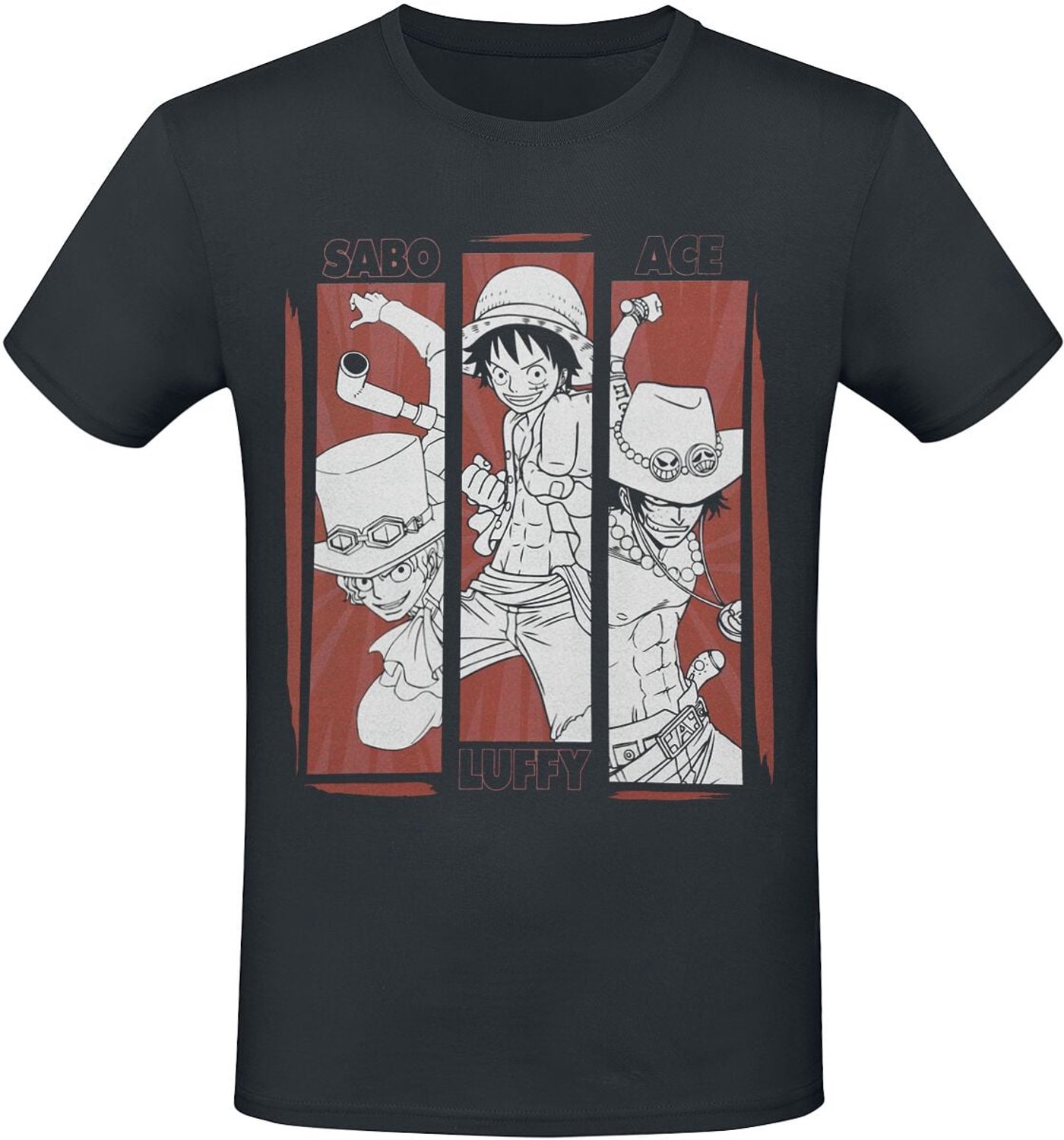 One Piece Ruffy, Sabo And Ace Heren T-shirt - zwart - M