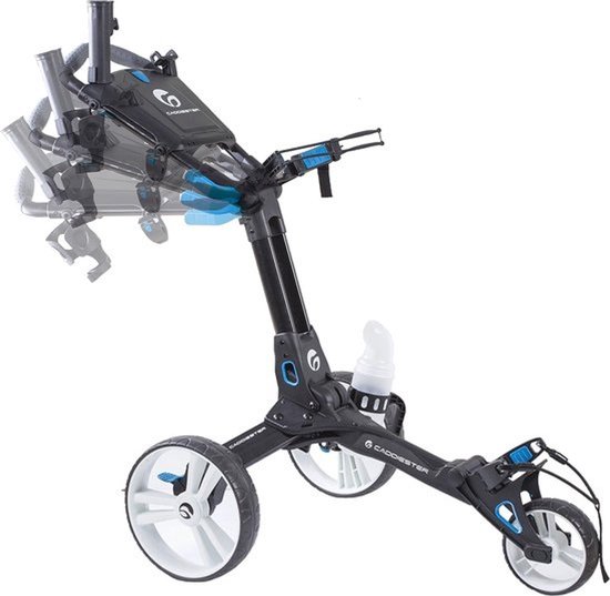 Golfkar met 3 wielen - Opvouwbare golftrolley - Vervoer je golfuitrusting - Snelvouwmechanisme met rempedaal - Compact opvouwbaar - Zwart — afbeelding 3