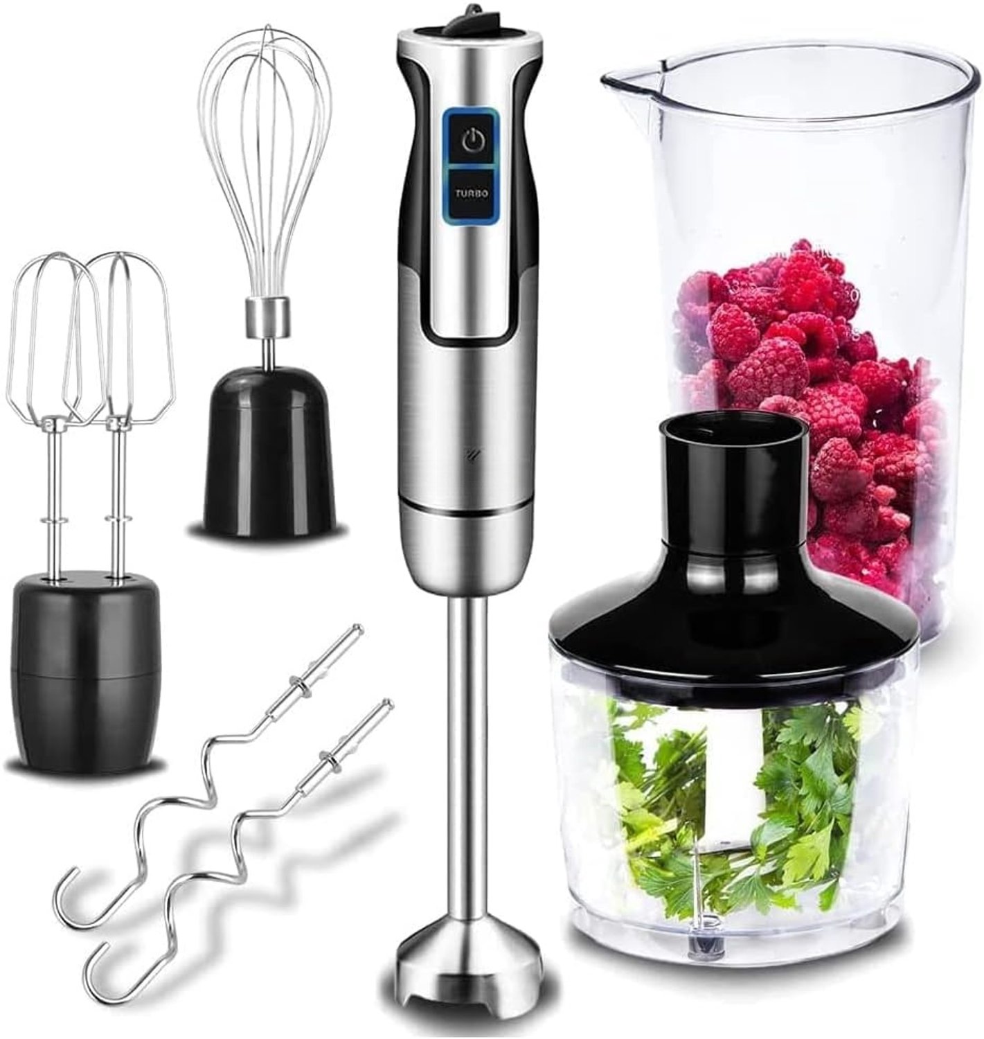 QUOVO Staafmixer Set - Staafmixer - Met Hakmolenopstelling - Zilver - 24cm x 18cm x 19cm