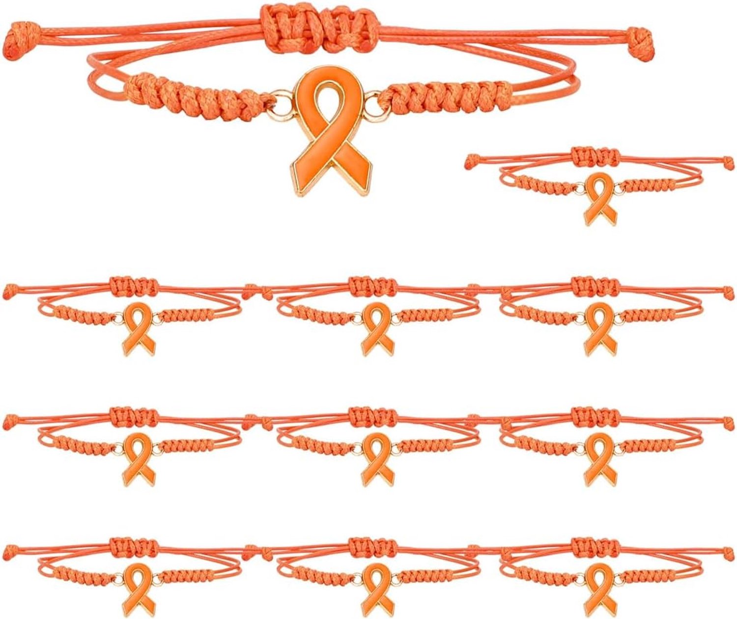 11 stuks geweven armband, verstelbare oranje lintarmbanden voor liefdadigheidsevenementen, bewustmakingscampagnes, fondsenwerving en themafeesten