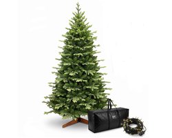Kerstboom REDMOND Met Verlichting 150 cm - Met Opbergtas - Houten Standaard - Extra Vol Met 694 Takken - Realistisch En Herbruikbaar - Kunstkerstboom