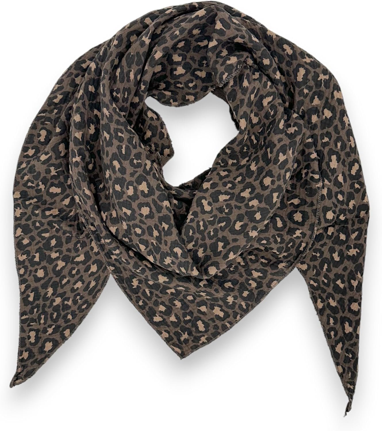 Dames Driekhoekige Muslin Sjaal - 100% Katoen - Luipaardprint