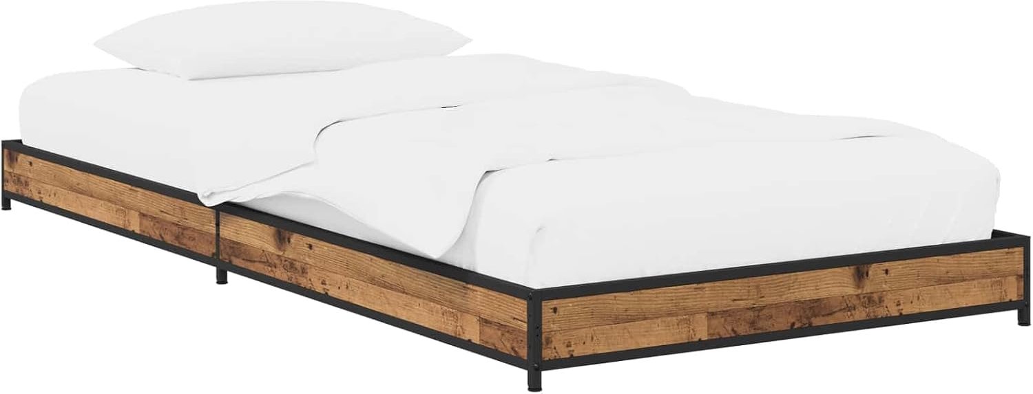 Hout Stalen poten Bedframe 80 x 200 cm Oud hout