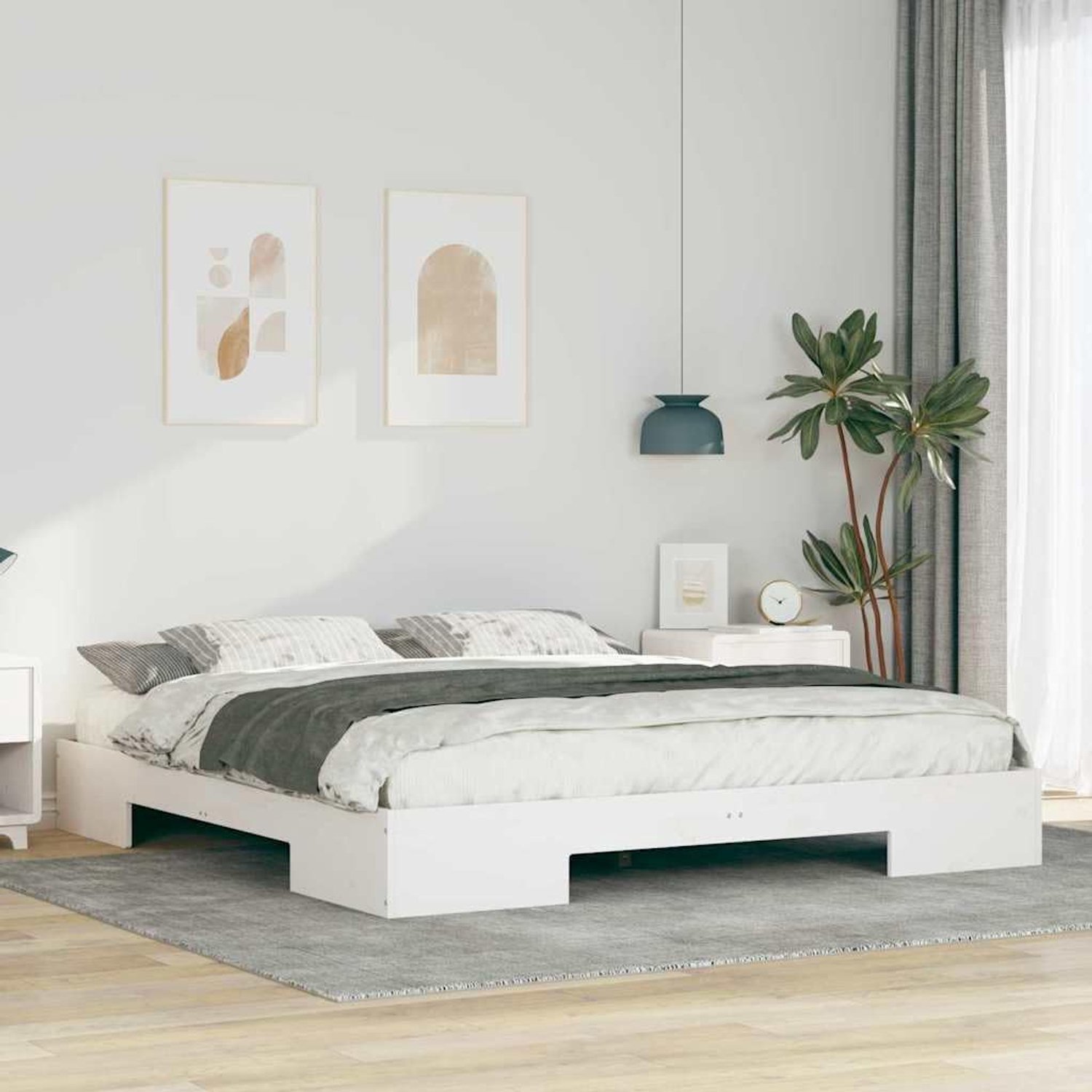 Textuur Witte Opake Design Houtnerf Loftstijl 180x200 cm