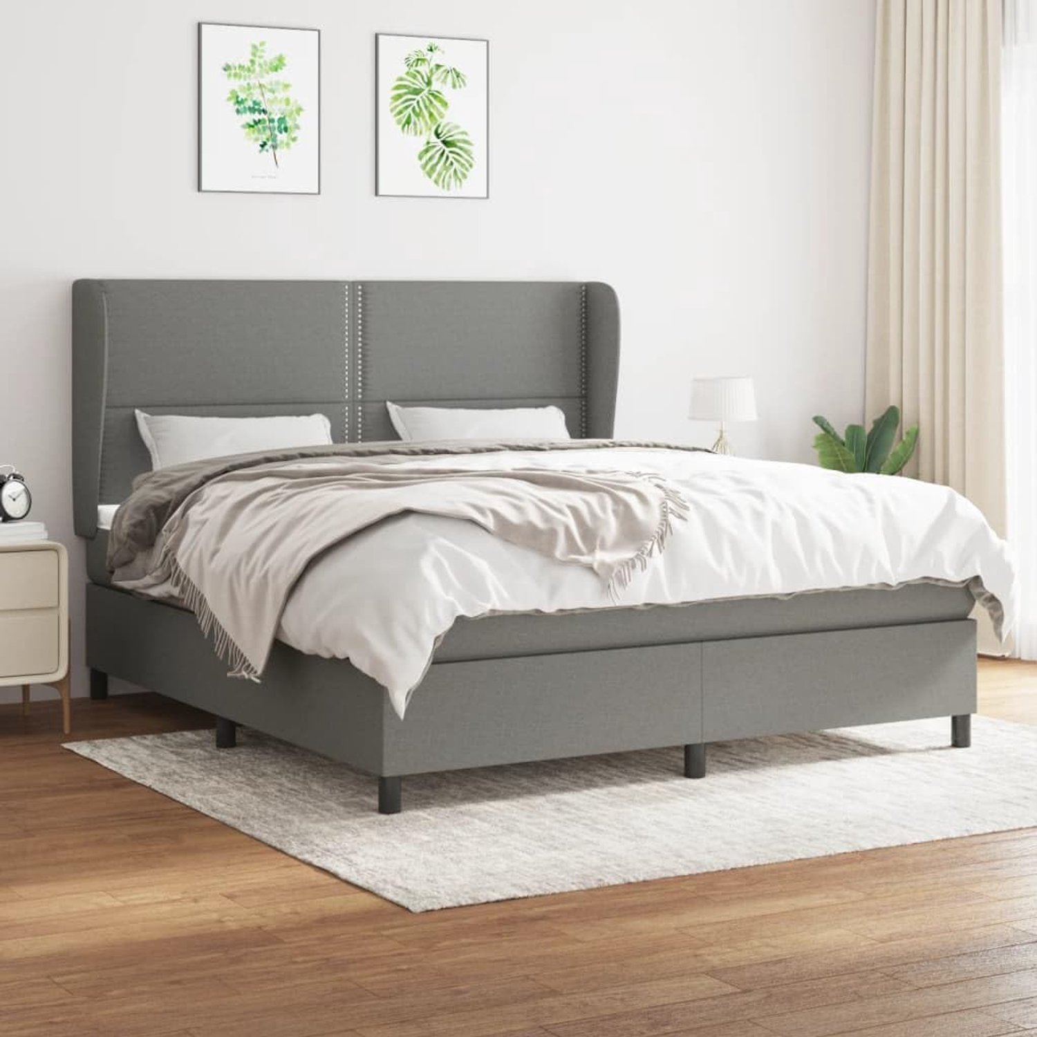 Stof Verstelbaar hoofdbord Boxspring 180x200 Donkergrijs
