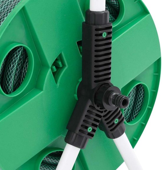 Slanghaspel met 20 m 1/2 inch tuinslang en 4-delige aansluitset voor irrigatie, slangwagen van verzinkt staal, groen — afbeelding 3