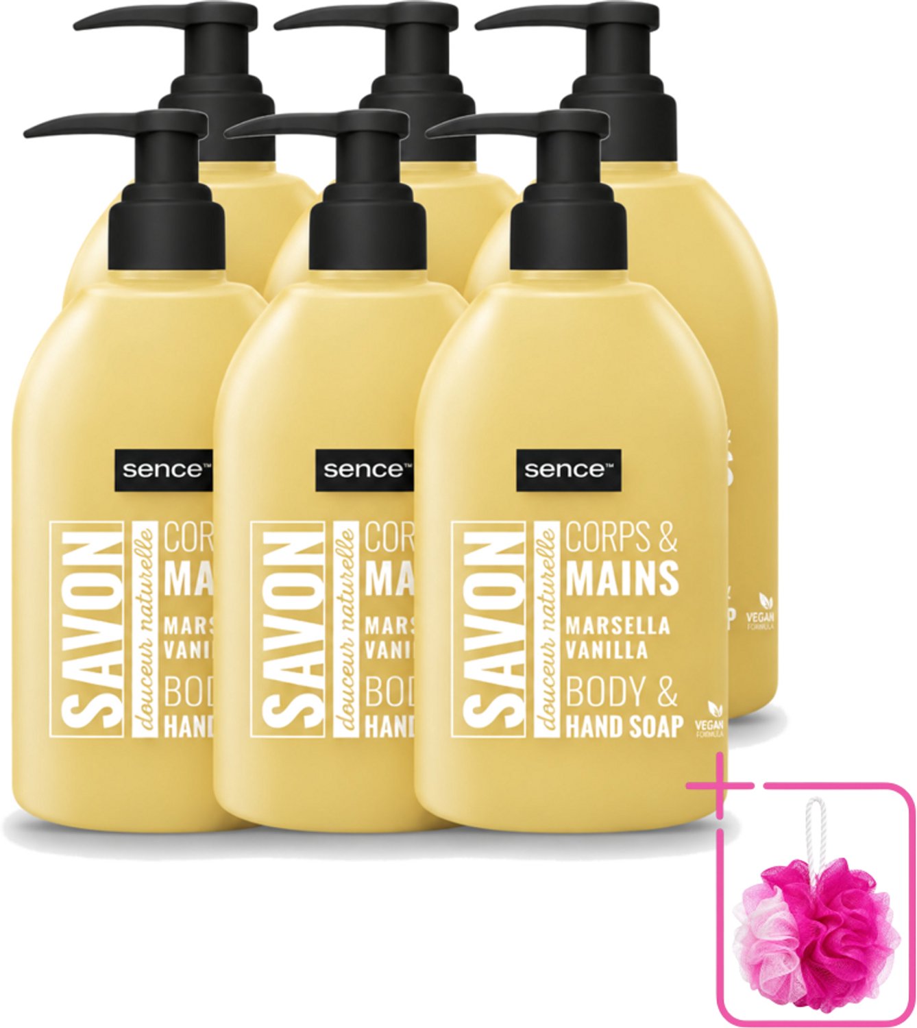 6 x Sence - La Maison Du Savon De Marseille - Handzeep - Vanille - Hygiënisch - 500 ml - Bulkverpakking - Handzeep vanille - Douchemop - Hygiëne