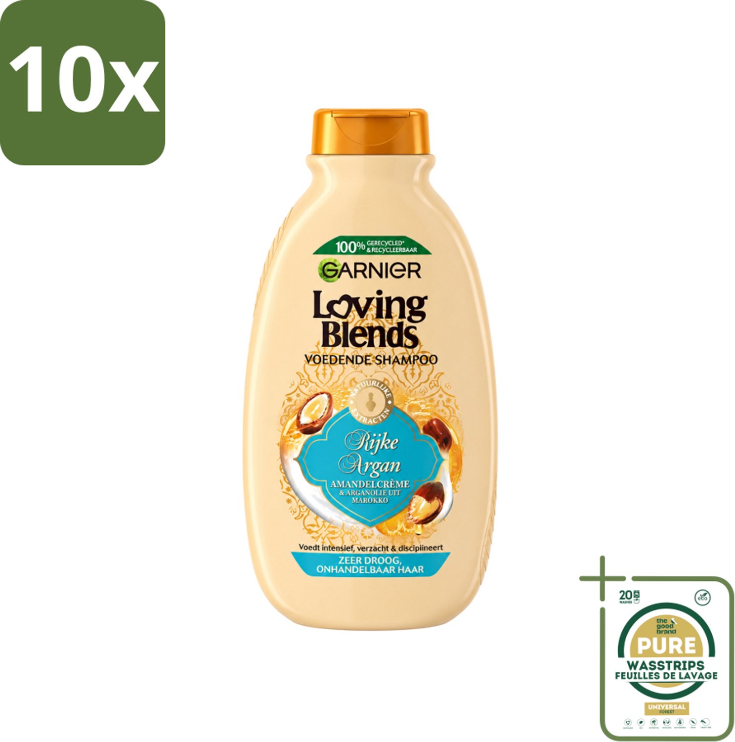 10 x Garnier - Loving Blends - Shampoo - Rijke Argan - Zeer Droog Onhandelbaar Haar - 300 ml - Wasstrips - Shampoo Voor Droog Haar - Arganolie Shampoo - Voedend Haarverzorging - Droog Haar Verzorging - Onhandelbaar Haar