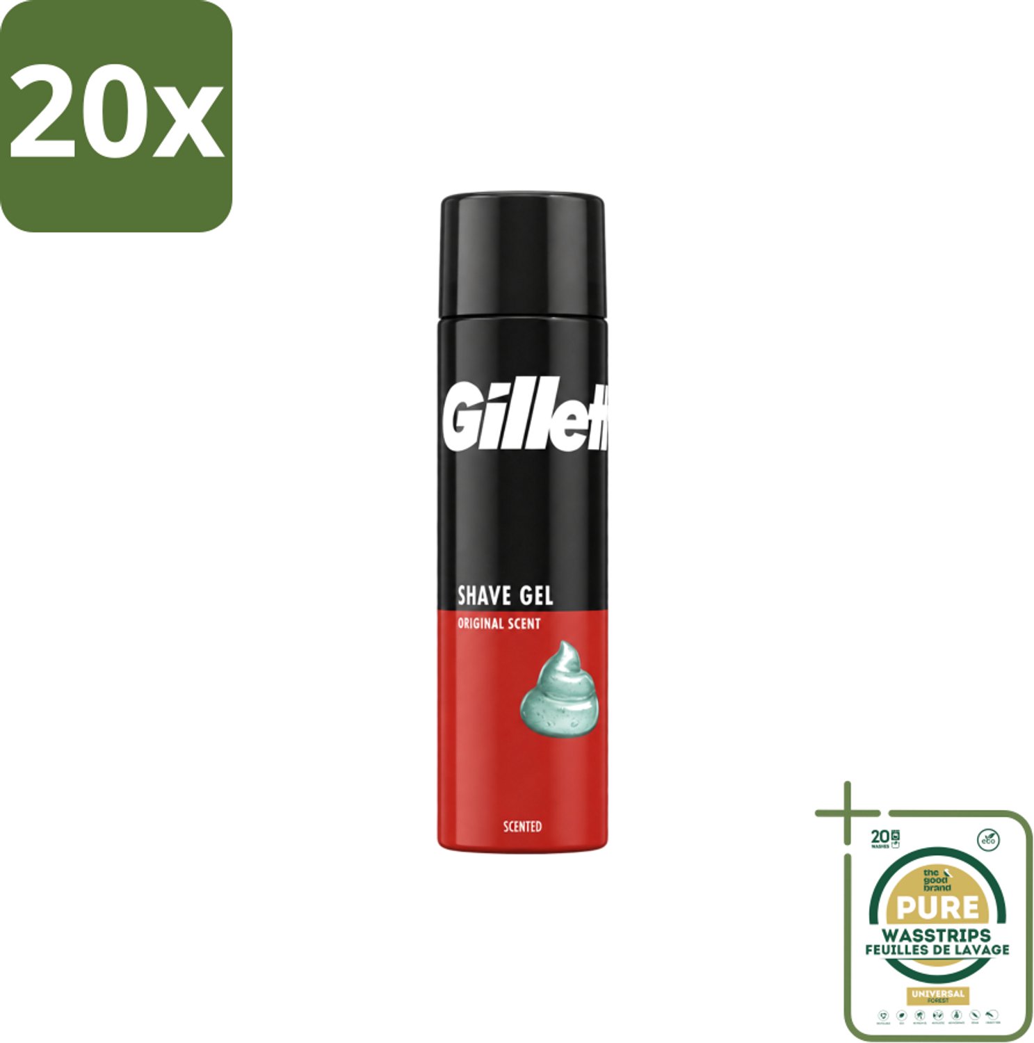 20 x Gillette – Scheergel – Classic – 200 ml - Wasstrips - Scheergel - Gevoelige Huid - Scheren - Scherpen - Schuim
