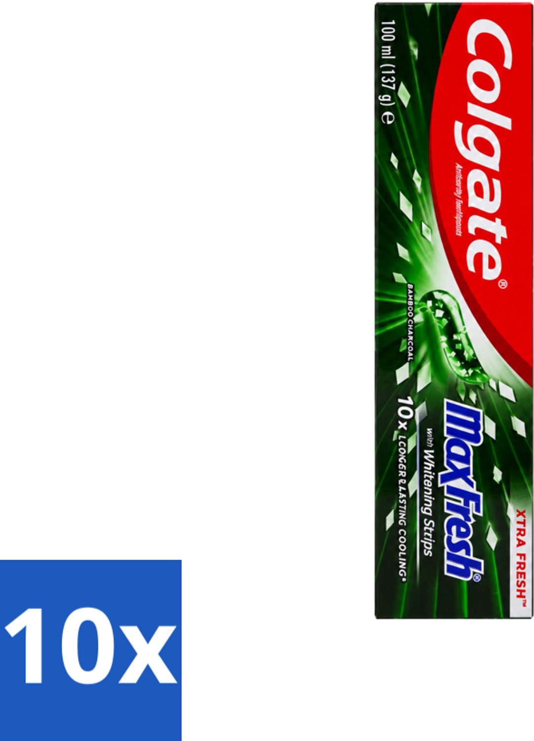 10 x Colgate – Tandpasta – MaxFresh Whitening Bamboo Charcoal – 100 ml - Voordeelverpakking - 10 stuks