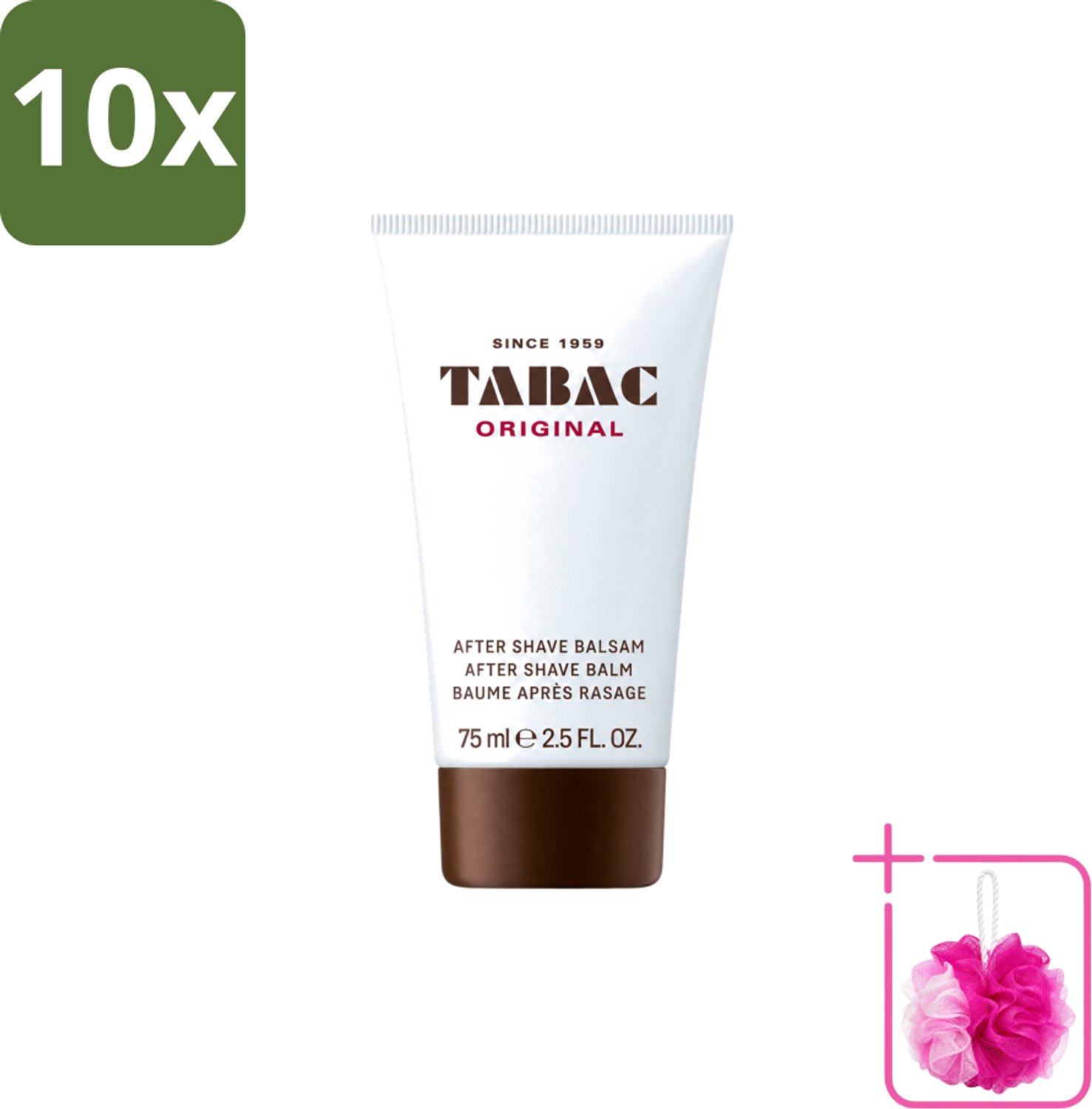 10 x Tabac Original Men - Aftershave Balsem - Verzachtend - 75 ml - Bulkverpakking - Aftershave balsem - Douchemop - Huid verzorgen