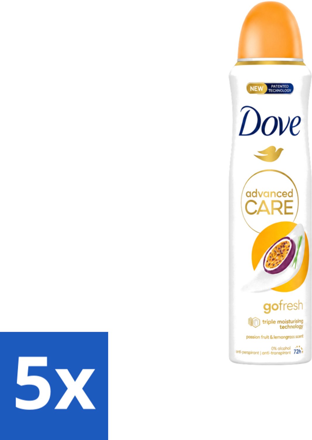 5 x Dove – Deodorant Spray – Passion Fruit – 250 ml - Voordeelverpakking - 5 stuks