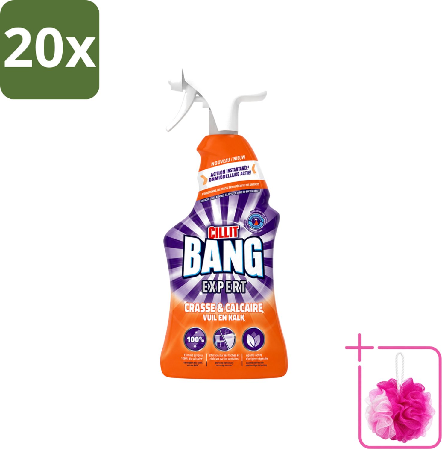20 x Cillit Bang - Lime & Grime Spray - Verwijdert Vuil en Kalk - 750 ml - Bulkverpakking - Schoonmaken - Douchemop - Reinigen
