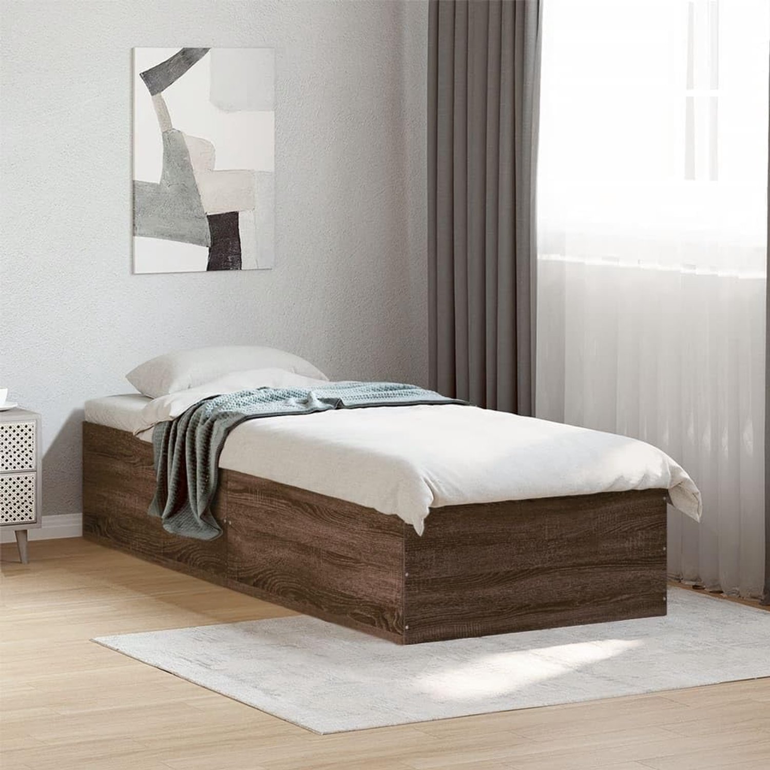 Hout lattenbodem modern design 100x200 cm bruin eikenkleur
