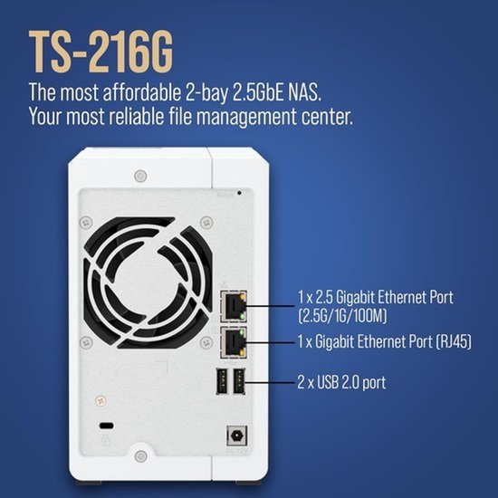 2-bay NAS - ARM 4-core 2 GHz - 4 GB RAM en 2x SATA — afbeelding 2
