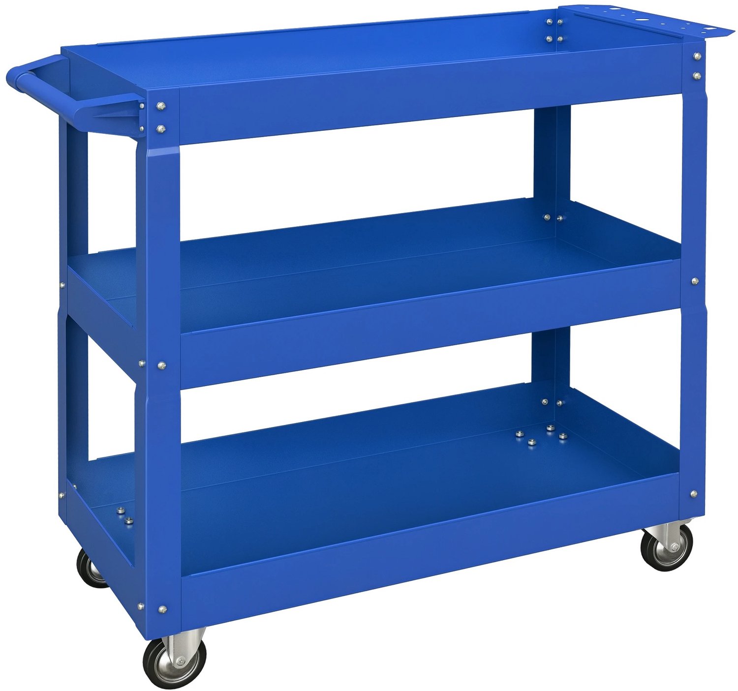 Bresht Gereedschapswagen - 4 Wielen - 3 Etages - 150 kg Draagvermogen - 3 ruime opbergniveaus - Staal - Blauw - 83 × 35,3 × 76 cm