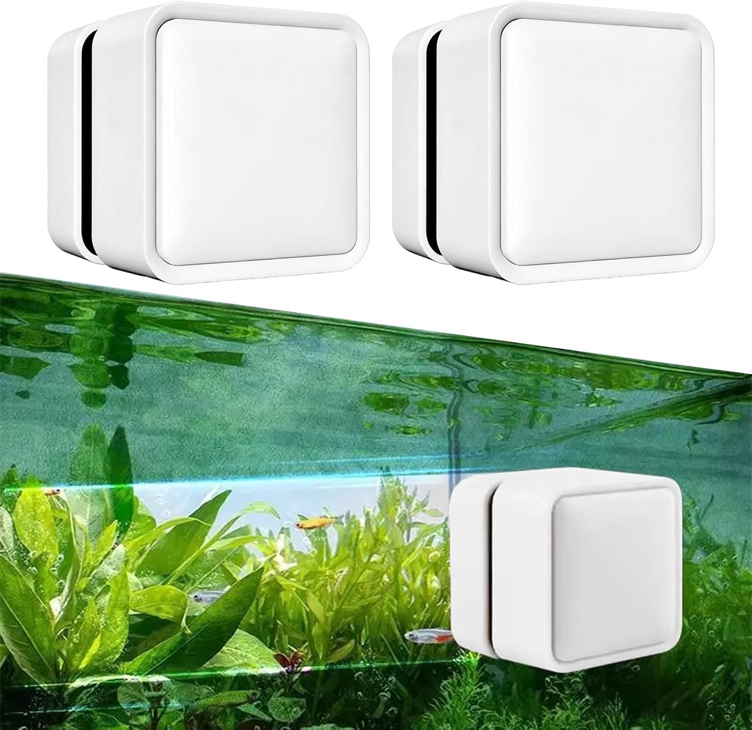 Set van 2 magnetische ruitenreinigers voor aquarium, sterke magnetische reiniging voor glas, witte algenverwijderaar voor visbakken, aquariumaccessoires, reinigingsgereedschap voor kristalhelder water