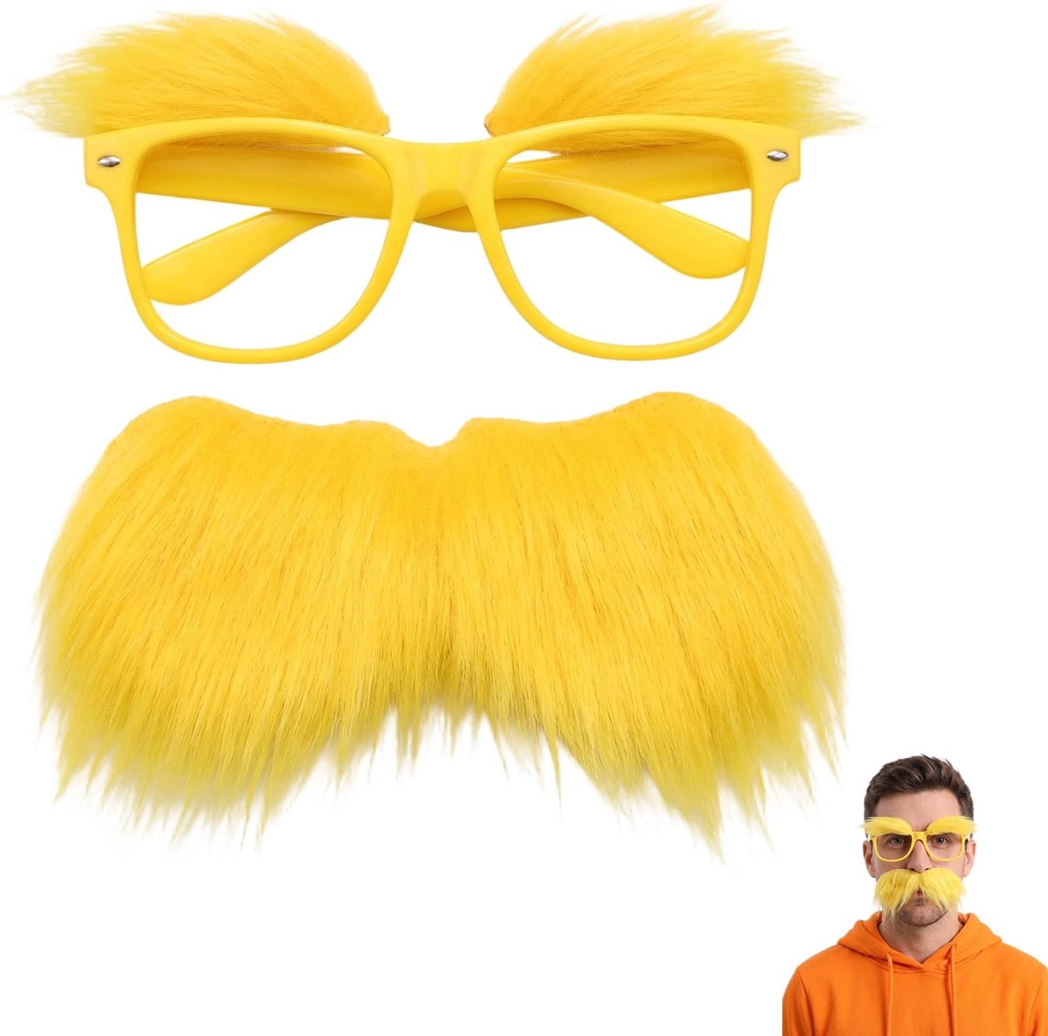 Kostuumset met gele snor en bril, accessoires voor carnaval, Halloween en themafeesten, cosplay-accessoires voor volwassenen en kinderen, grappige karakterset