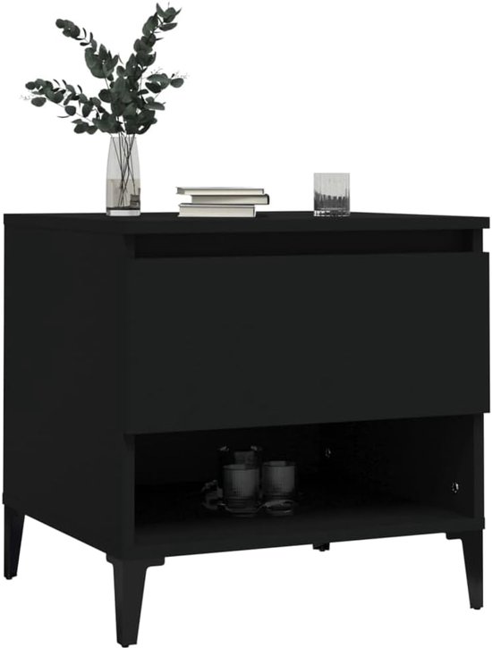 Bijtafel Bijtafel Salontafel Bijzettafels 2 stuks Zwart 50x46x50 cm Houtmateriaal voor Woonkamer, Slaapkamer, Studie — afbeelding 3