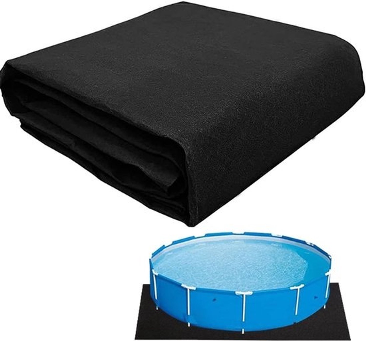Zwembadbodembeschermer – Gronddoek voor zwembad – Zwembad beschermen – Antislipviltstof – 4 meter vierkant – Zwart