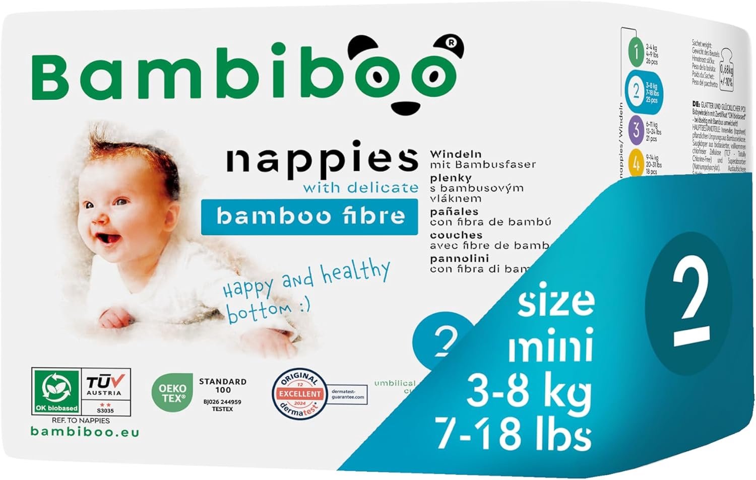 Merkloze Baby Luiers Maat 2 (25 stuks) - Bamboe Vezels & Navelopening