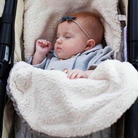 Baby Sleeping Bag fits Infant Newborn,Warm Baby Sleeping Bag,Winter Newborn Knit Wool Swaddling Blanket Kid Sleepsack Footmuff Stroller Knitted Sleep Nest Sack (Light Gray, One Size) — afbeelding 5