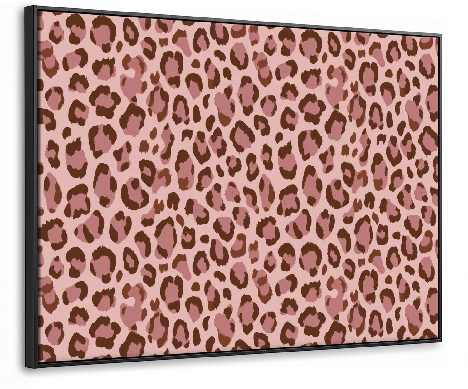 Canvas Schilderij met Baklijst 70x50cm - Luipaard - Patroon - Roze - Muurdecoratie woonkamer - Slaapkamer decoratie - Kamer accessoires - Schilderijen op canvas met lijst