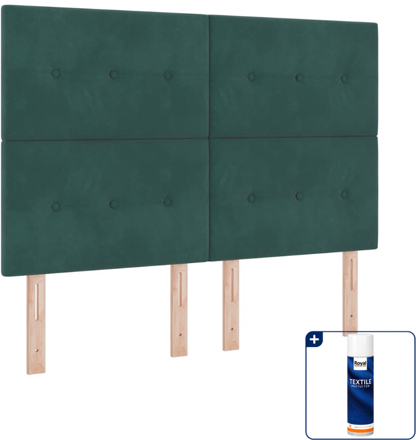vidaXL LED boxspring - Queensize - 160 x 200 cm - donkergroen - Inclusief textielbeschermer 500 ml