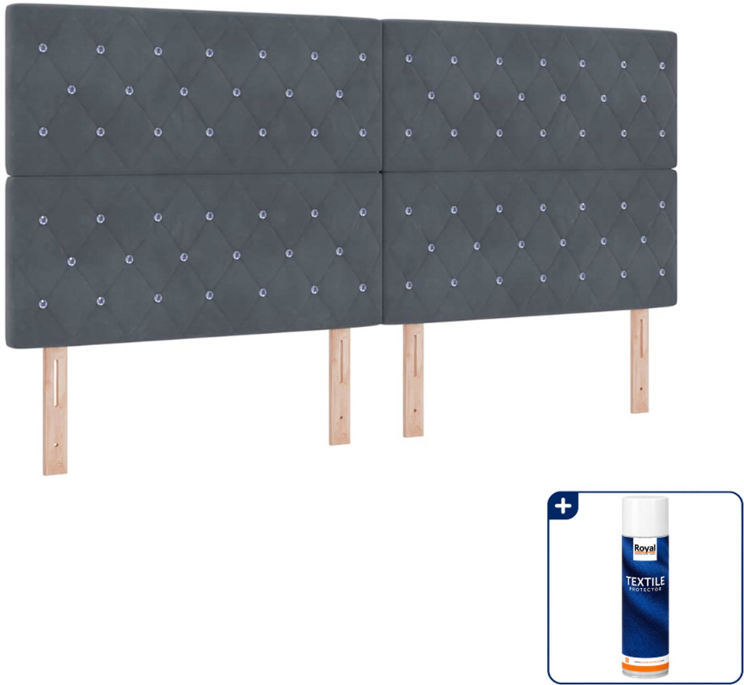 vidaXL LED boxspring - 200 x 200 cm - donkergrijs - Inclusief textielbeschermer 500 ml