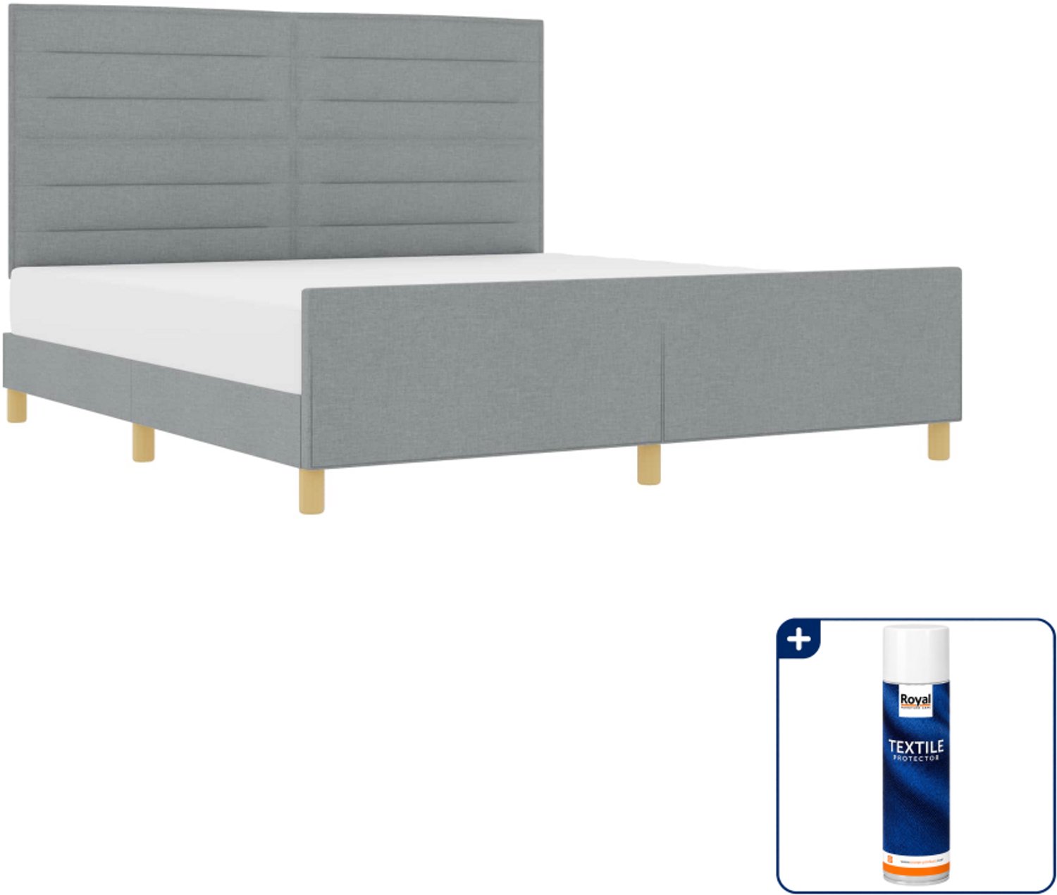 vidaXL Bedframe - Kingsize - 180 x 200 cm - stof - lichtgrijs - Inclusief textielbeschermer 500 ml