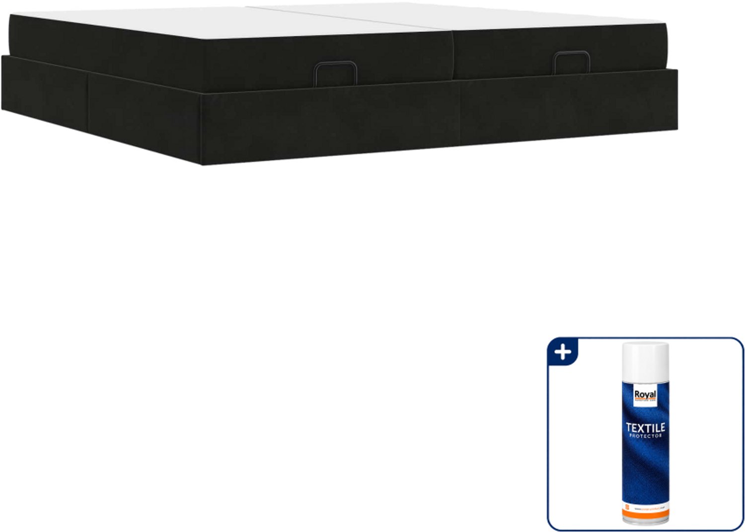 vidaXL Bedframe met 2 matrassen - 200 x 200 cm - fluweel - zwart - Inclusief textielbeschermer 500 ml Bruin