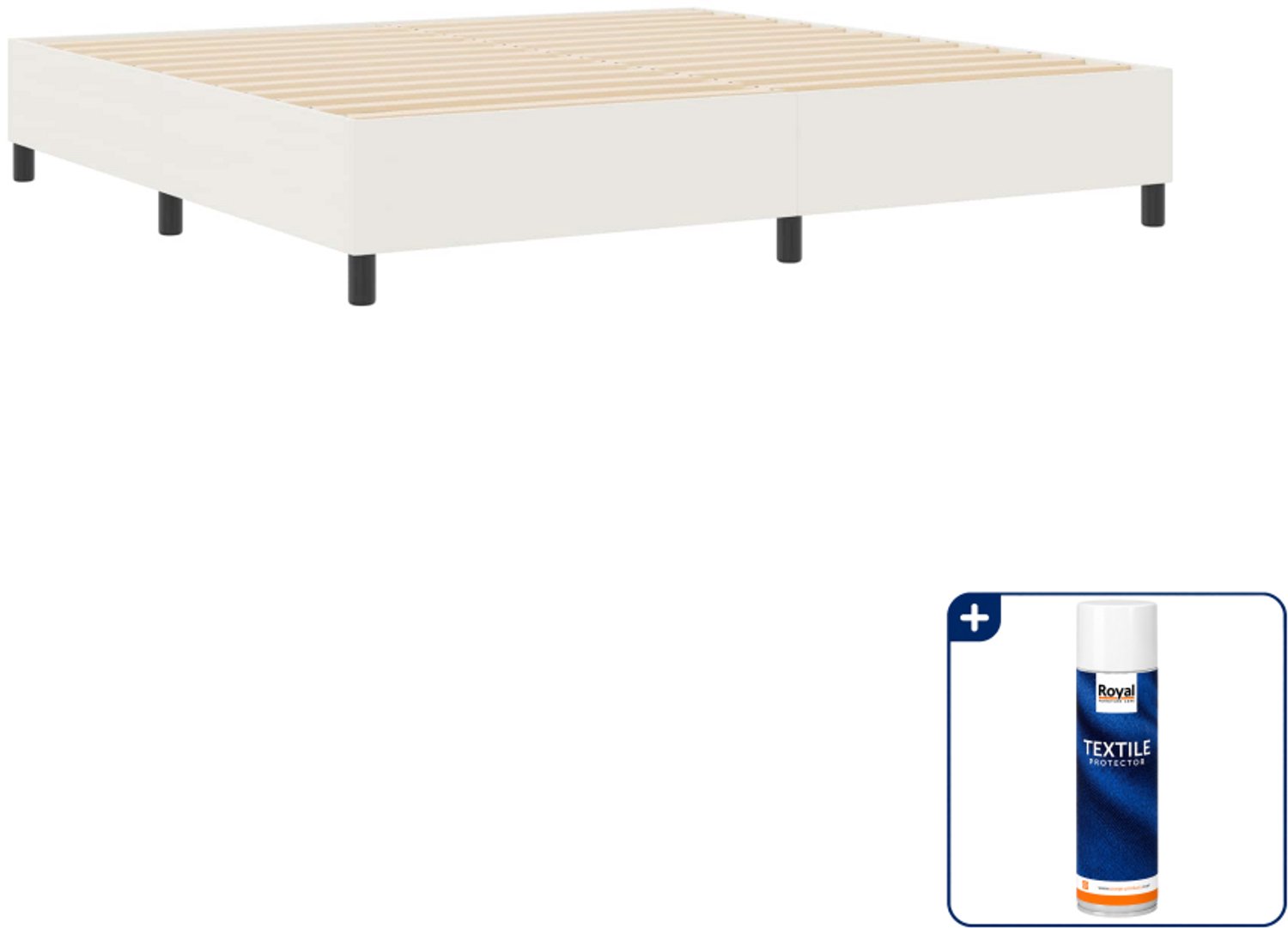 vidaXL platform bedframe - 200 x 200 cm - katoen - crème - Inclusief textielbeschermer 500 ml