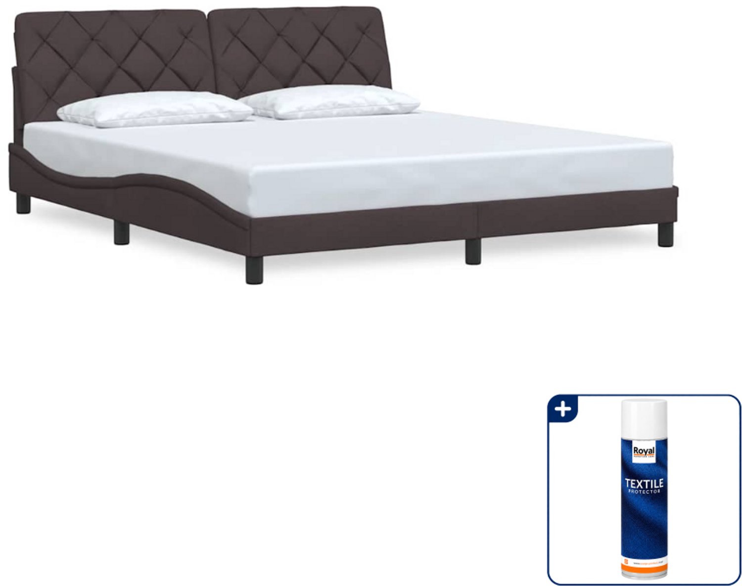 vidaXL bedframe - Kingsize - 180 x 200 cm - donkerbruin - Inclusief textielbeschermer 500 ml Wit