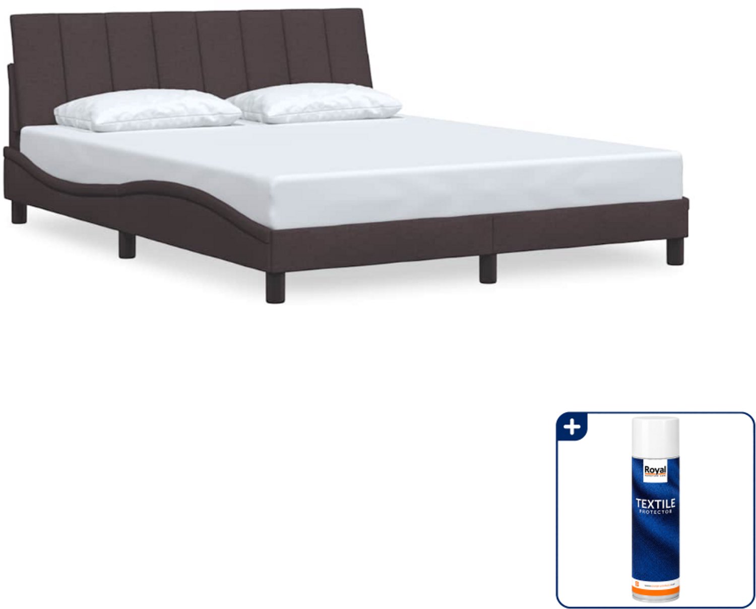 vidaXL Hanko bedframe - Queensize - 160 x 200 cm - donkerbruin - Inclusief textielbeschermer 500 ml