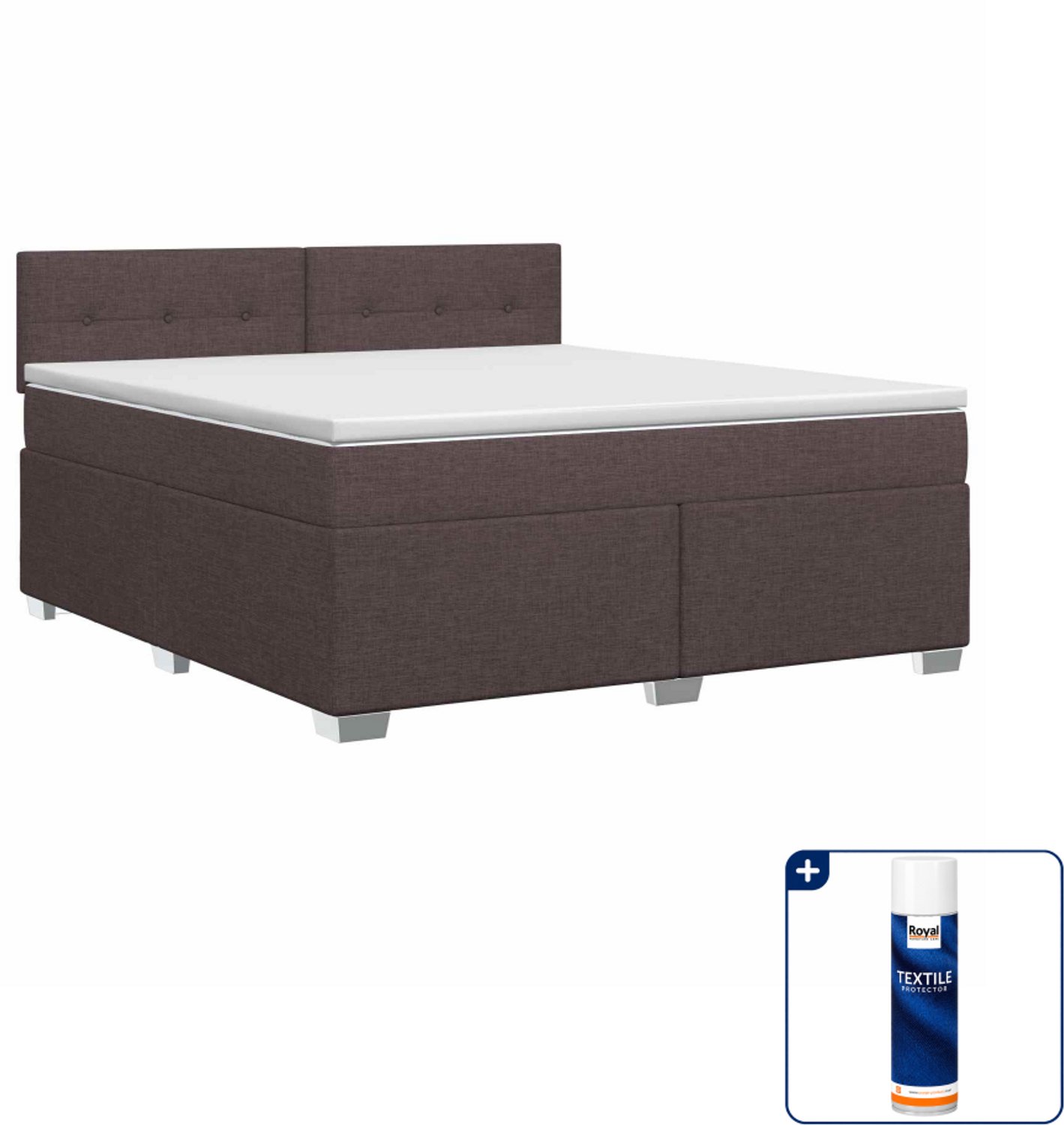 vidaXL boxspringbed - Small double 140 x 200 cm - donkerbruin - Inclusief textielbeschermer 500 ml