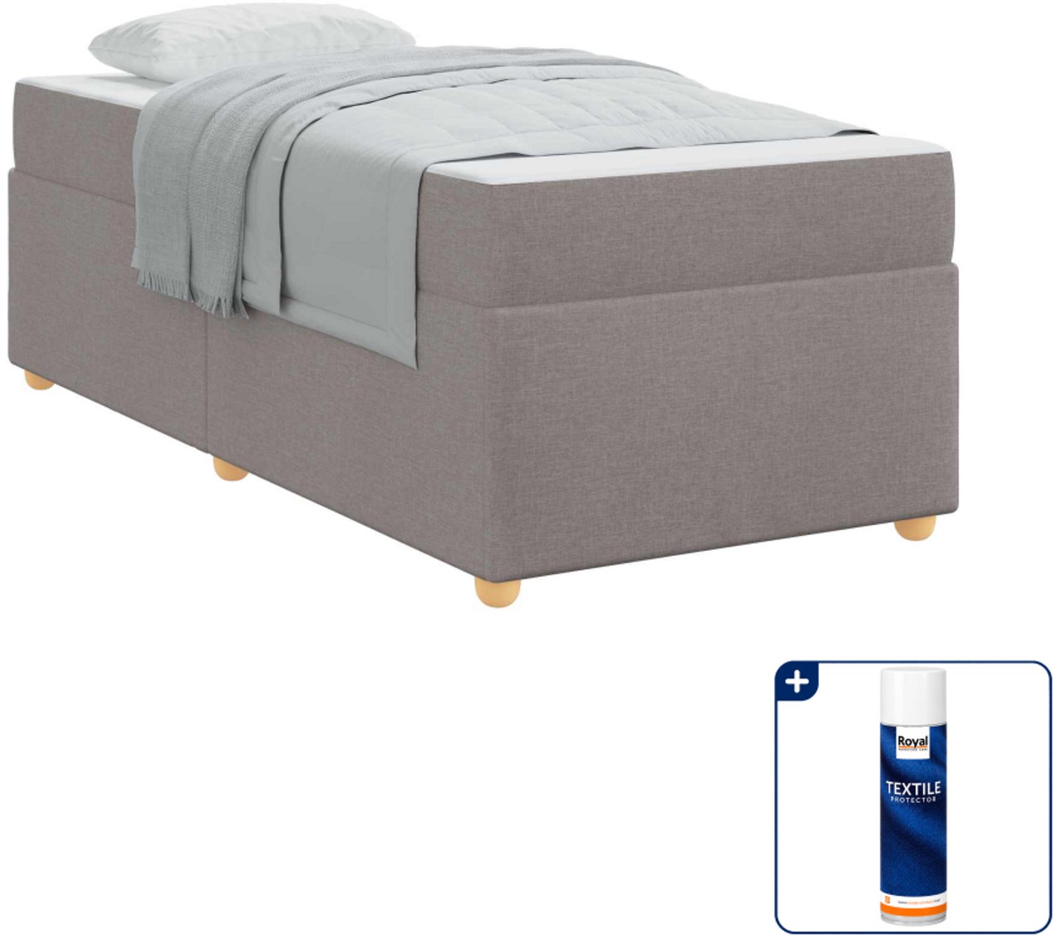 vidaXL bed met matras - 80 x 200 cm - taupe - Inclusief textielbeschermer 500 ml
