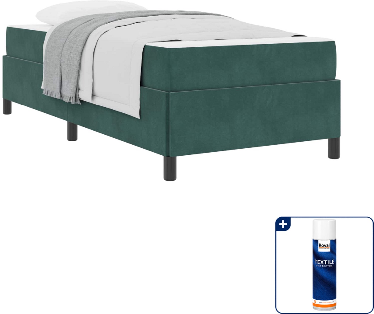 vidaXL bed met matras - 100 x 200 cm - donkergroen - Inclusief textielbeschermer 500 ml Grijs
