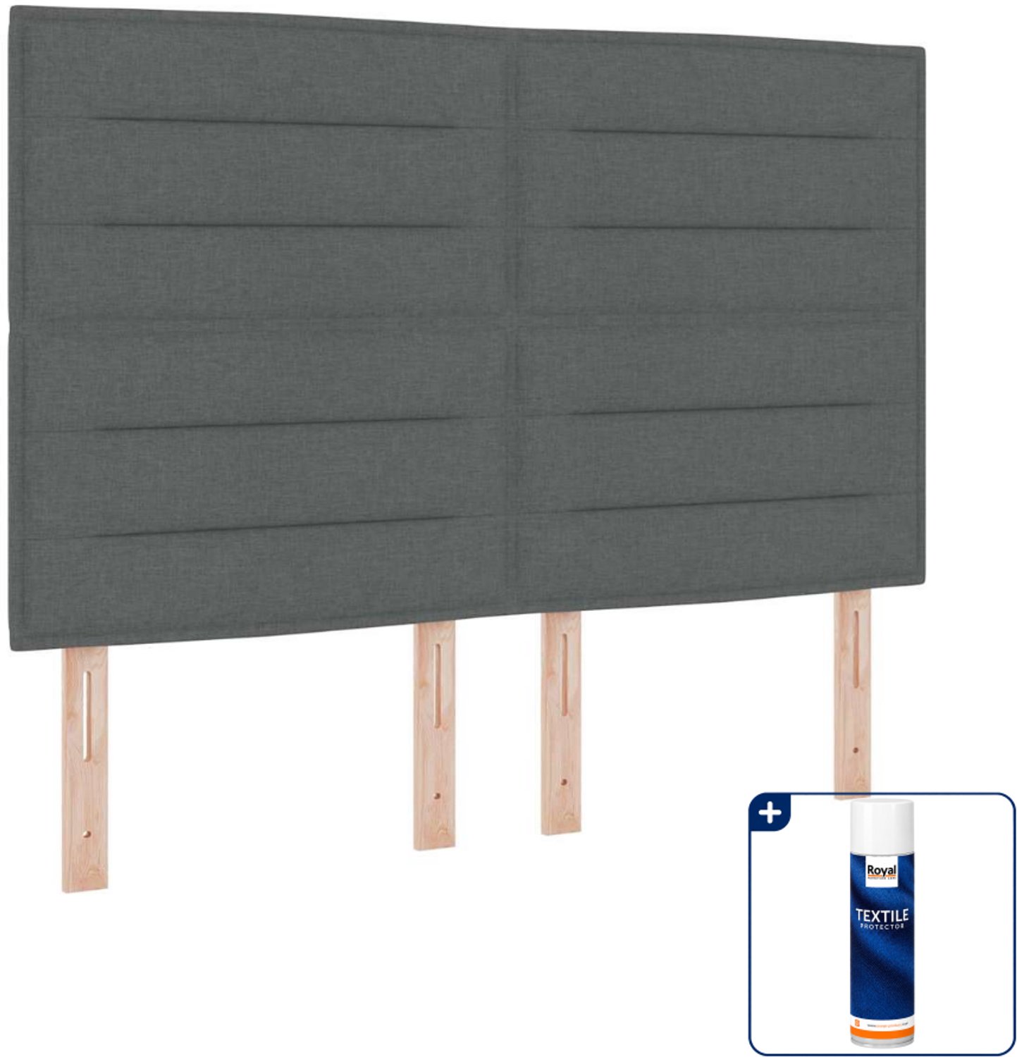 vidaXL boxspring met matras en led - 140 x 190 cm - stof - donkergrijs - Inclusief textielbeschermer 500 ml