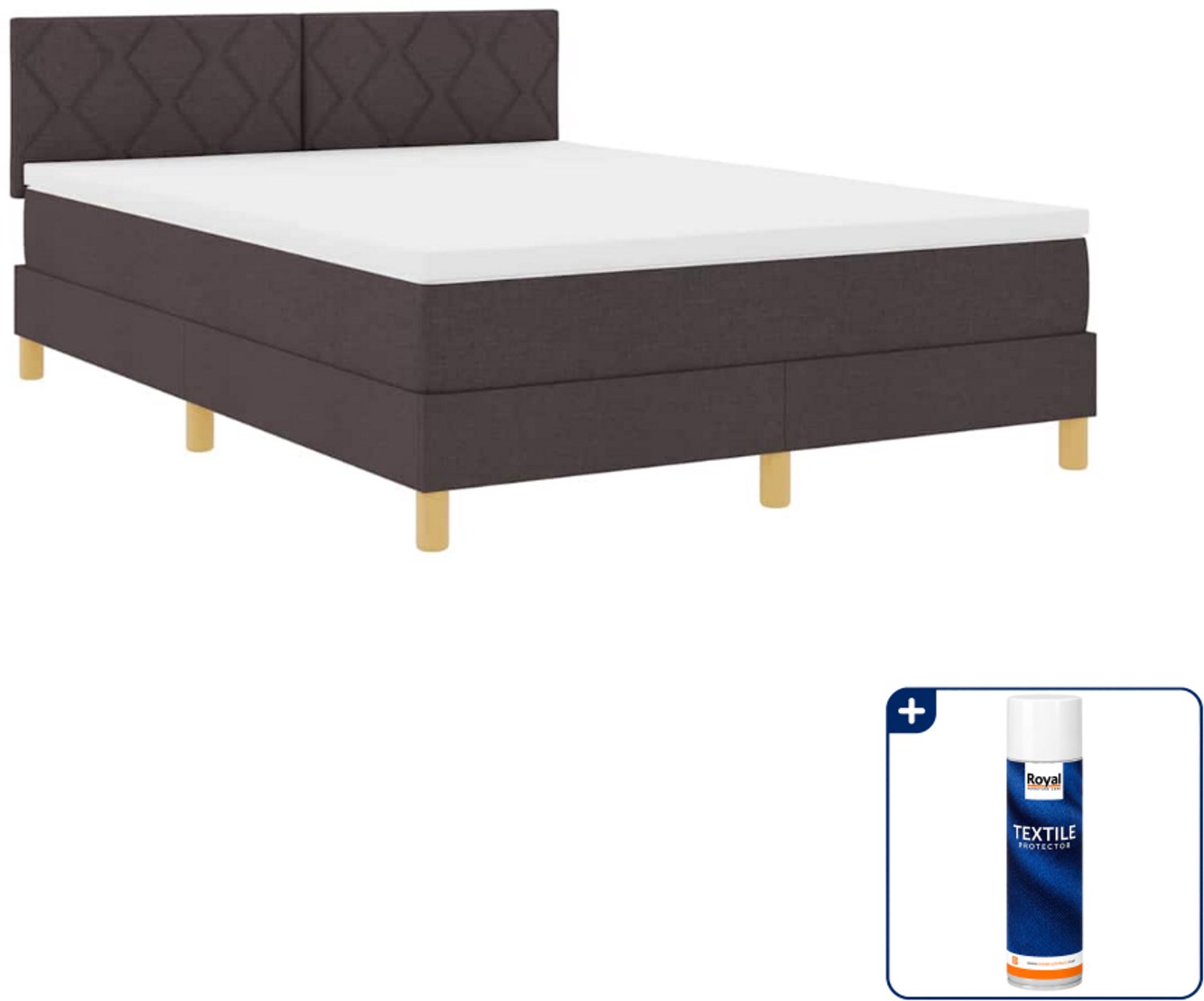 vidaXL queensize boxspring met led - 160 x 200 cm - donkerbruin - Inclusief textielbeschermer 500 ml