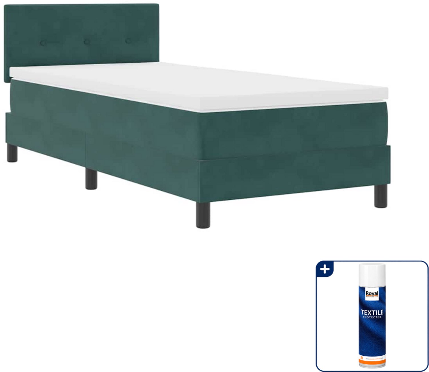 vidaXL led boxspring 100 x 200 cm - donkergroen - Inclusief textielbeschermer 500 ml