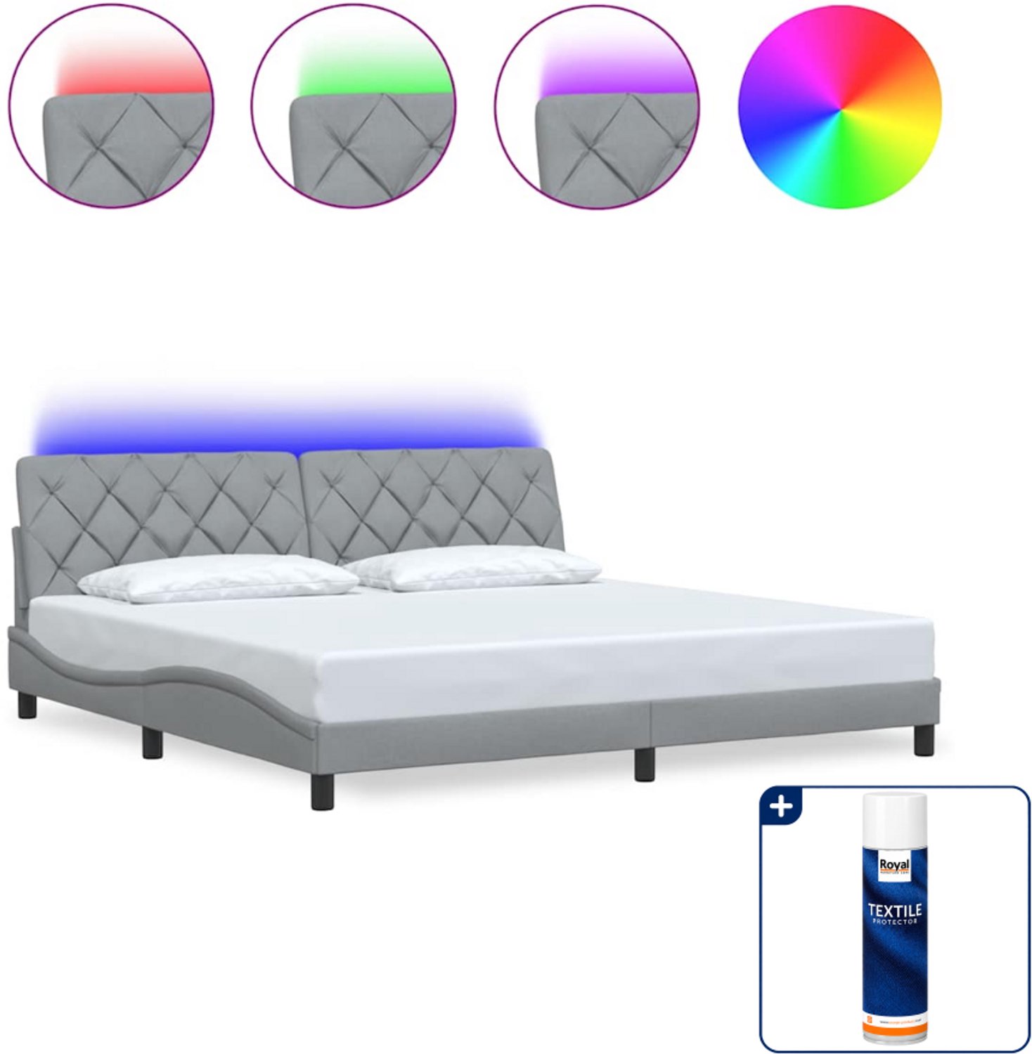 vidaXL bedframe - 200 x 200 cm - stof - lichtgrijs - Inclusief textielbeschermer 500 ml