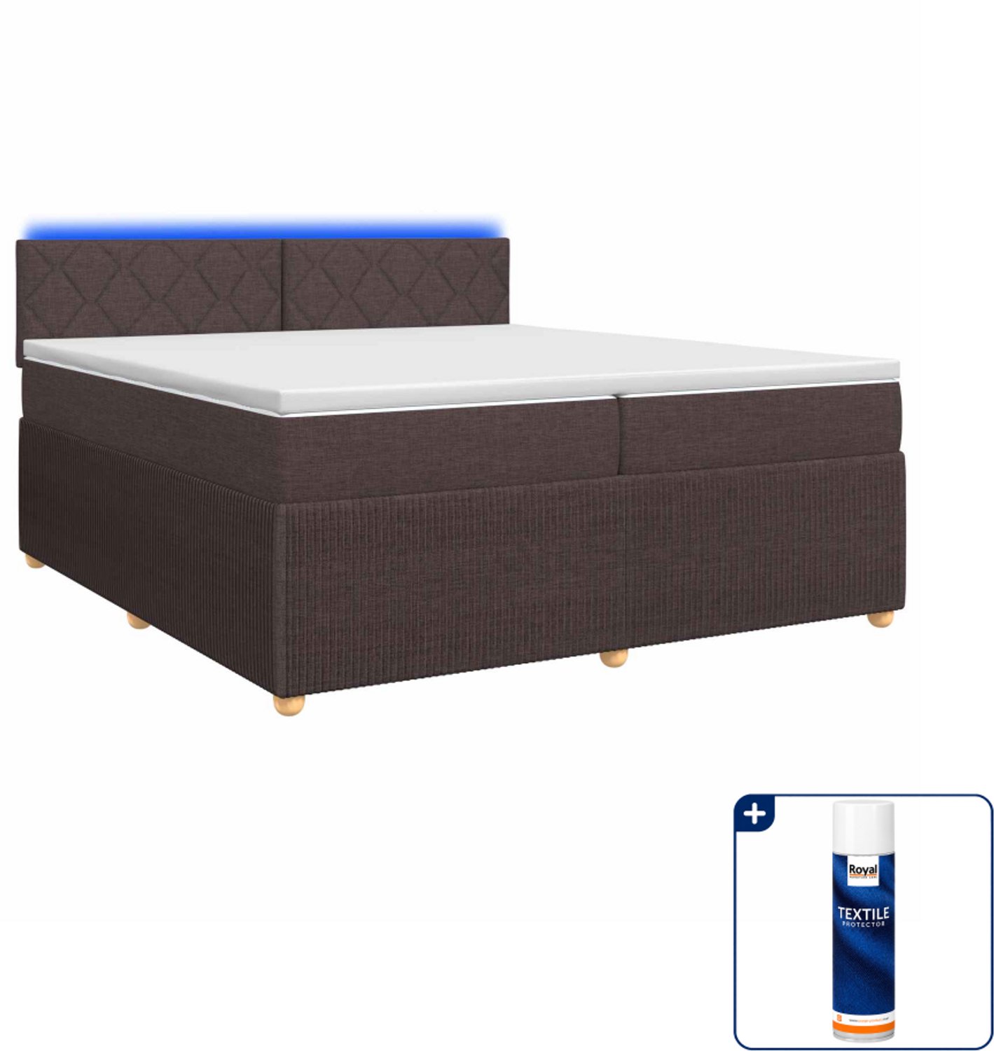 vidaXL boxspringbed - 200 x 200 cm - donkerbruin - Inclusief textielbeschermer 500 ml